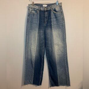 Cello Two Tone Denim Color Block Wide Leg Jeans 13 High Waist